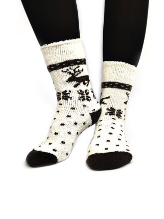 Vánoční dámské ponožky sobík bílé