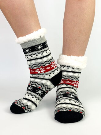 Vyteplené ponožky s vánočním motivem L26031