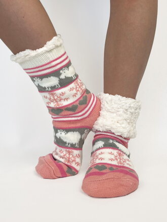 Dámské termo vlněné ponožky OVEČKA v růžové barvě Dámské termo vlněné ponožky OVEČKA v růžové barvě