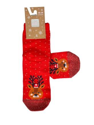 Veselé vánoční ponožky WOLA v červené barvě 
