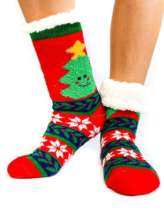 Dámské vánoční ponožky STROMEK L26002 červené