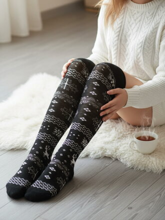 Dámské nadkolenky s norským vzorem BLACK