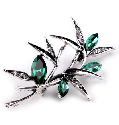  Elegantní brož 370020 listy smaragd