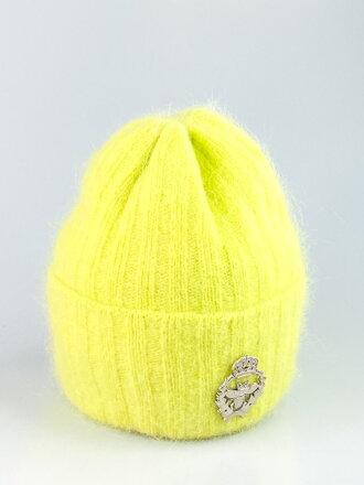 Dámská alpaková čepice s broží LORETTA lemon
