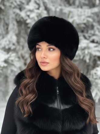 Čepice z umělé kožešiny LUXURY černá 