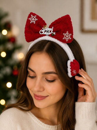 Vánoční čelenka s mašlí a ozdobou Merry Christmas