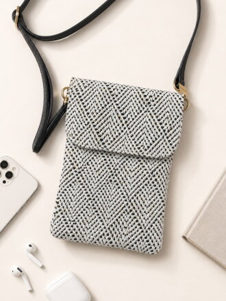 Dámská crossbody kapsička na telefon černo-bílá