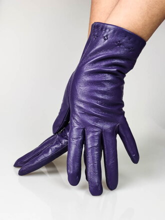 Dámské kožené rukavice v tmavě fialové barvě