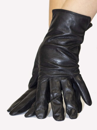 Dámské kožené rukavice černé hladké