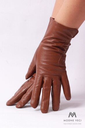 Kožené rukavice v hnědé barvě