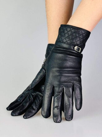 Stylové kožené rukavice se stříbrnou aplikací
