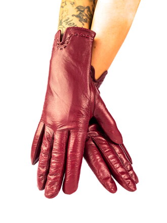Dámské kožené rukavice bordó