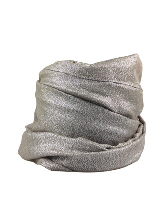 Třpytivý šátek v pískovo-stříbrné barvě