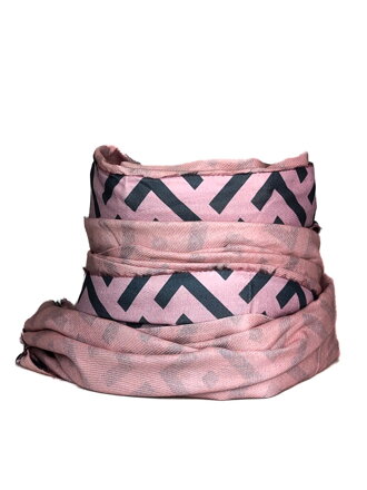 Stylový šátek se vzorem šedo-růžový