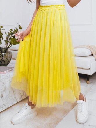Dámská tylová midi sukně ve žluté barvě 