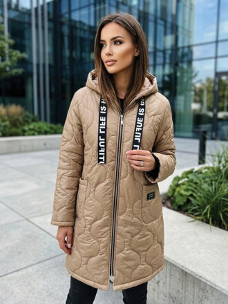 Dámská přechodná bunda s kapucí camel 