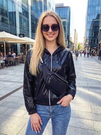 Dámská lesklá přechodná bunda MFY černá