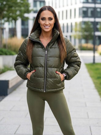 Trendy dámská bunda v khaki barvě 