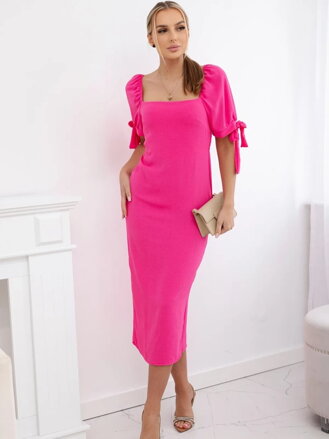 Nádherné dámské midi šaty ART2708 v růžové barvě