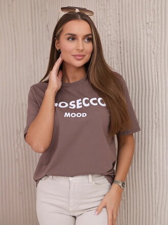Trendy dámské tričko PROSECCO MOOD 9666 mocca