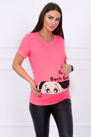 Dámské těhotenské tričko neonově růžové 2992