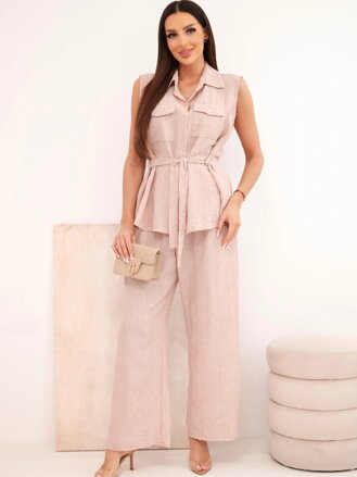 Dámský komplet se širokými kalhotami IT125 pudrový