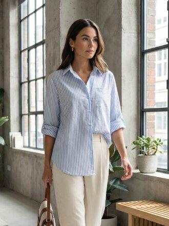 Pruhovaná dámská modrá košile