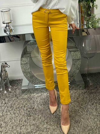 Elegantní dámské kalhoty H9122 hořčicově-žluté