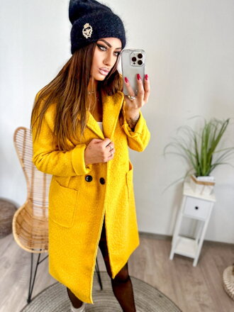 Dámský žlutý měkký kabát 