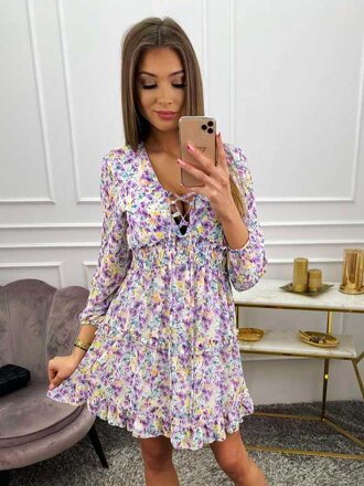 Trendy letní fialové šaty s květinami