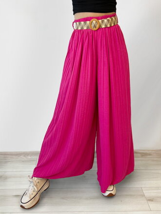 Zářivé dámské plisované kalhoty HOT PINK 