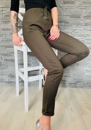 Dámské kalhoty FRESIA se šňůrkou v pase khaki