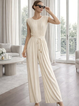 Dámský plisovaný krémový overal