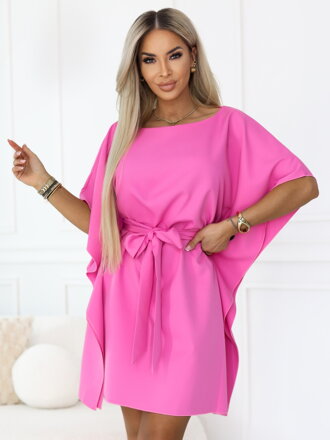Fuchsiové šaty s kimono rukávy 287-42 SOFIA