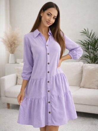 Krátké fialové dámské šaty na knoflíky