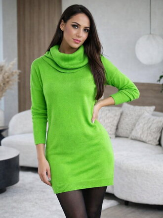 Pohodlné dámské hráškově-zelené šaty