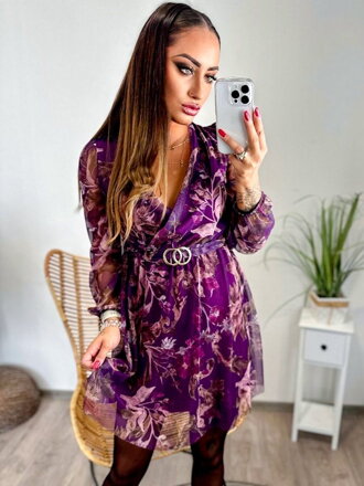 Moderní dámské krátké šaty fialové 
