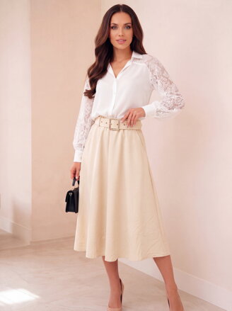 Béžová áčková midi sukně