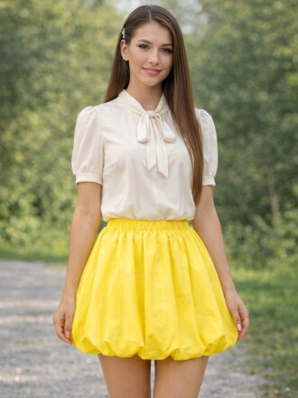 Dámská puffová žlutá sukně