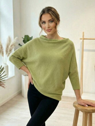 Limetkový asymetrický dámský svetr