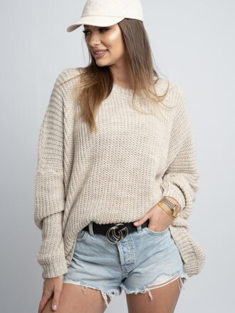 Oversize dámský svetr COCO BEIGE 