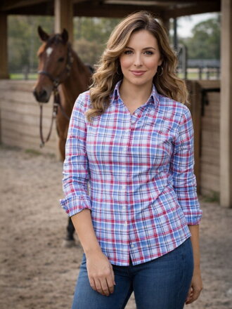 Károvaná dámská košile Slim Fit VS-DK1874