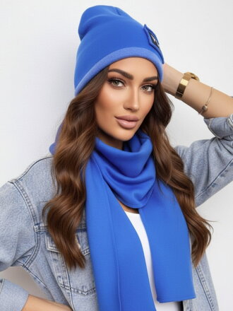 Luxusní teplákový VSB set šála + čepice modrá