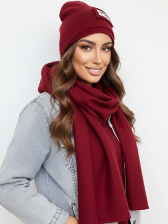 Luxusní teplákový VSB set šála + čepice bordó