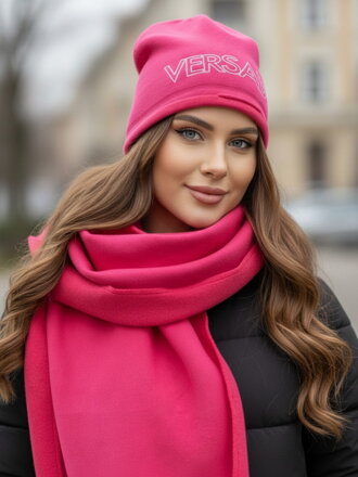 Teplákový set VSB NELA čepice + šála růžová 