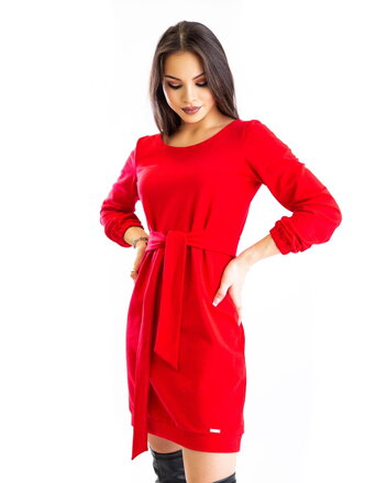 Dámské šaty VSB s páskem v červené barvě