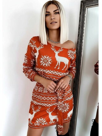 Dámské vánoční šaty VSB červené s páskem