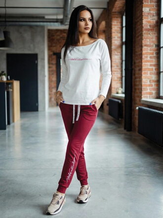 Dámská tepláková souprava VSB11 bordó + bílá