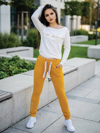 Dámská tepláková souprava VSB11 hořčicová + bílá