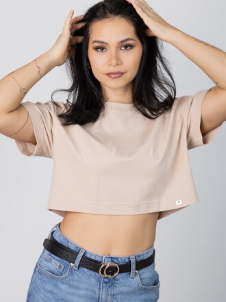 Oversize crop top VSB LILLY v béžové barvě